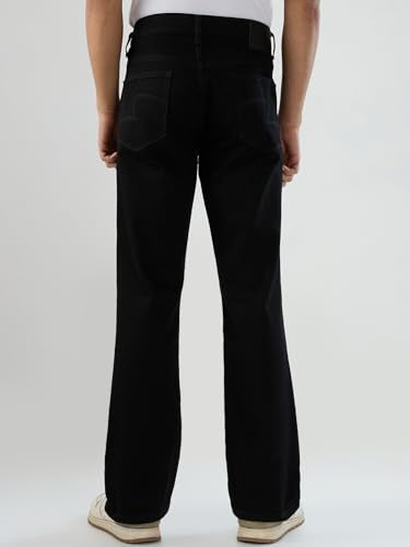 Men Spykar Black Solid Regular Fit Mid Rise Jeans