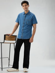 Men Spykar Black Solid Regular Fit Mid Rise Jeans