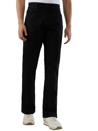 Men Spykar Black Solid Regular Fit Mid Rise Jeans