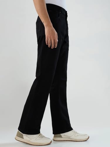 Men Spykar Black Solid Regular Fit Mid Rise Jeans