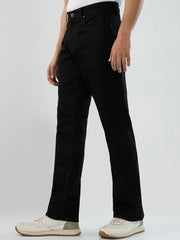 Men Spykar Black Solid Regular Fit Mid Rise Jeans
