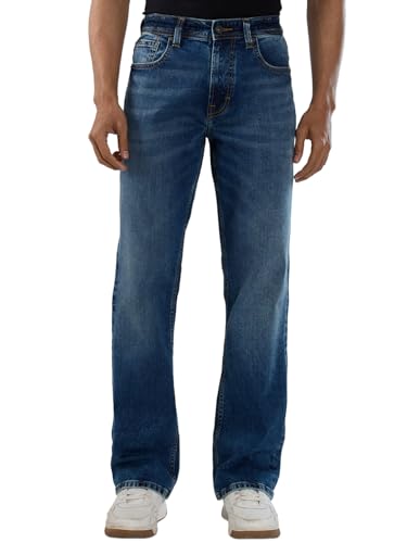 Men Spykar Blue Solid Regular Fit Mid Rise Jeans