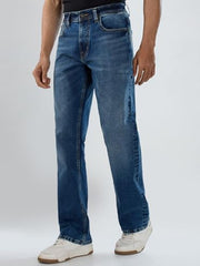 Men Spykar Blue Solid Regular Fit Mid Rise Jeans