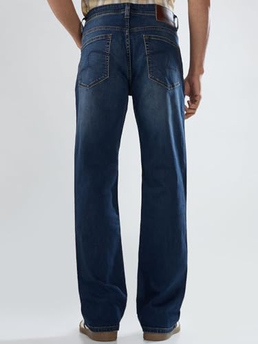 Men Spykar Blue Solid Regular Fit Mid Rise Jeans