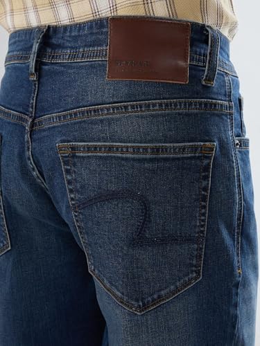 Men Spykar Blue Solid Regular Fit Mid Rise Jeans