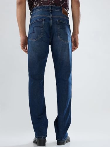 Men Spykar Blue Solid Comfort Fit Mid Rise Jeans