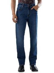 Men Spykar Blue Solid Comfort Fit Mid Rise Jeans