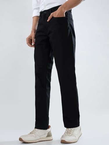 Men Spykar Black Solid Comfort Fit Mid Rise Jeans