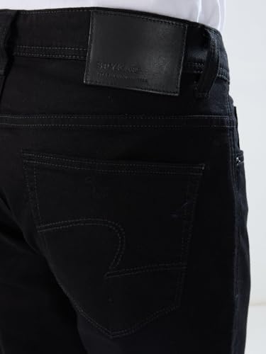 Men Spykar Black Solid Comfort Fit Mid Rise Jeans