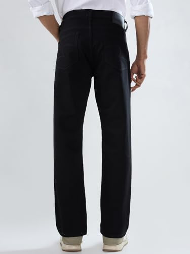 Men Spykar Black Solid Comfort Fit Mid Rise Jeans