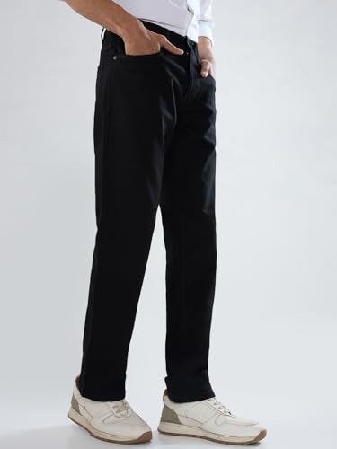 Men Spykar Black Solid Comfort Fit Mid Rise Jeans