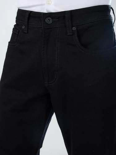 Men Spykar Black Solid Comfort Fit Mid Rise Jeans