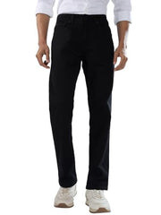 Men Spykar Black Solid Comfort Fit Mid Rise Jeans