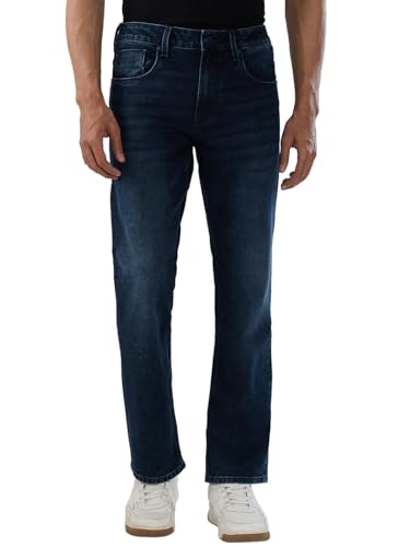 Men Spykar Blue Solid Comfort Fit Mid Rise Jeans