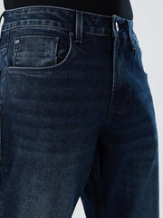 Men Spykar Blue Solid Comfort Fit Mid Rise Jeans