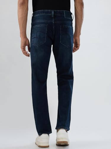 Men Spykar Blue Solid Comfort Fit Mid Rise Jeans