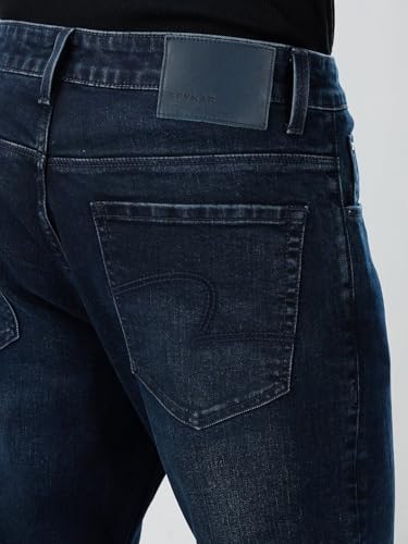 Men Spykar Blue Solid Comfort Fit Mid Rise Jeans