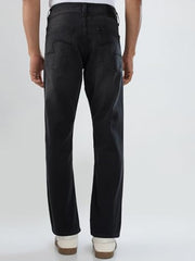 Men Spykar Black Solid Comfort Fit Mid Rise Jeans
