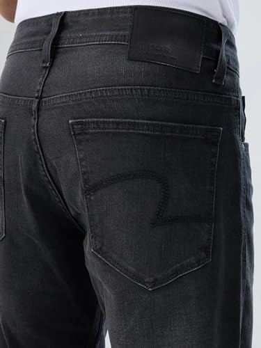 Men Spykar Black Solid Comfort Fit Mid Rise Jeans