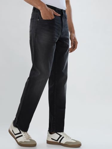 Men Spykar Black Solid Comfort Fit Mid Rise Jeans