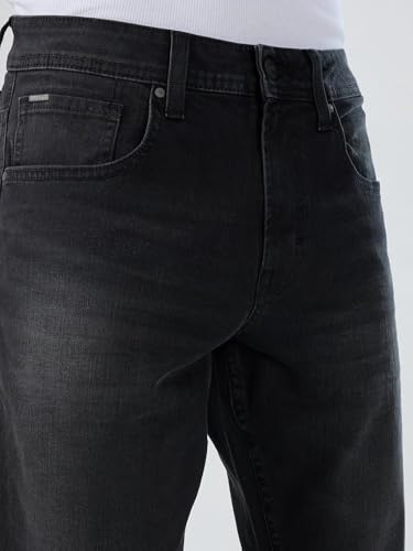 Men Spykar Black Solid Comfort Fit Mid Rise Jeans