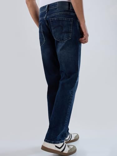 Men Spykar Blue Solid Comfort Fit Mid Rise Jeans