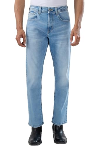 Men Spykar Blue Solid Comfort Fit Mid Rise Jeans