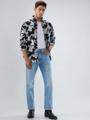 Men Spykar Blue Solid Comfort Fit Mid Rise Jeans