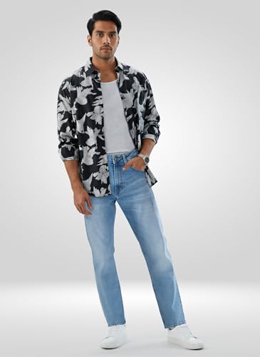 Men Spykar Blue Solid Comfort Fit Mid Rise Jeans