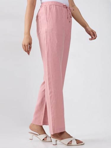 Women Spykar Pink Solid Wide Leg High Rise Trouser