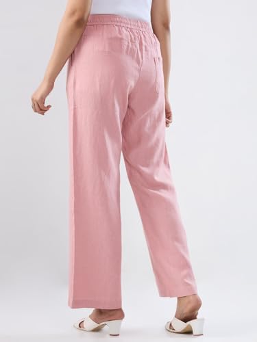 Women Spykar Pink Solid Wide Leg High Rise Trouser