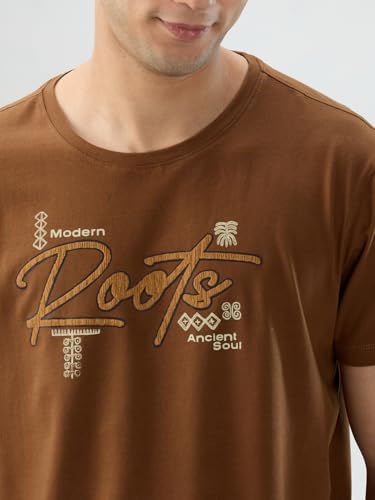 Spykar Men Brown Graphic Regular Fit T-Shirt