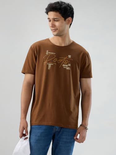Spykar Men Brown Graphic Regular Fit T-Shirt