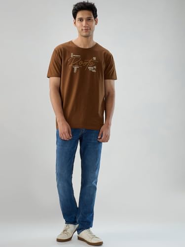 Spykar Men Brown Graphic Regular Fit T-Shirt