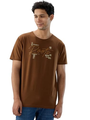 Spykar Men Brown Graphic Regular Fit T-Shirt