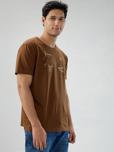 Spykar Men Brown Graphic Regular Fit T-Shirt