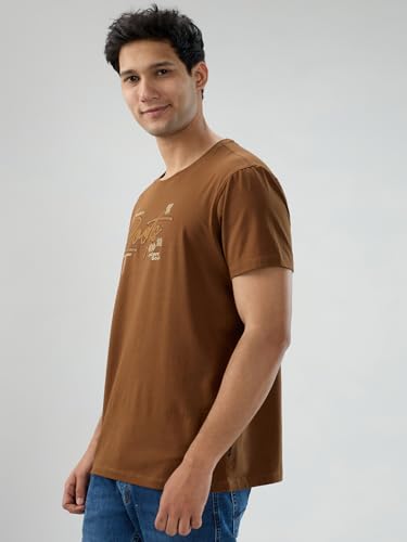 Spykar Men Brown Graphic Regular Fit T-Shirt