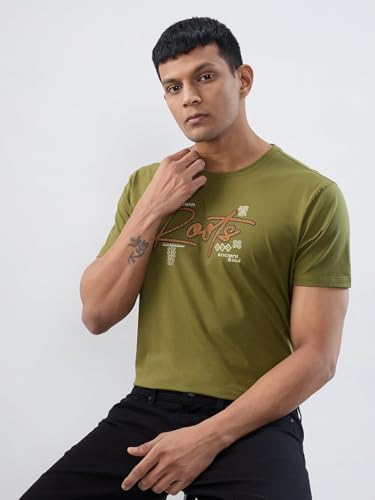 Spykar Men Green Graphic Regular Fit T-Shirt