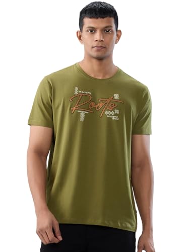 Spykar Men Green Graphic Regular Fit T-Shirt