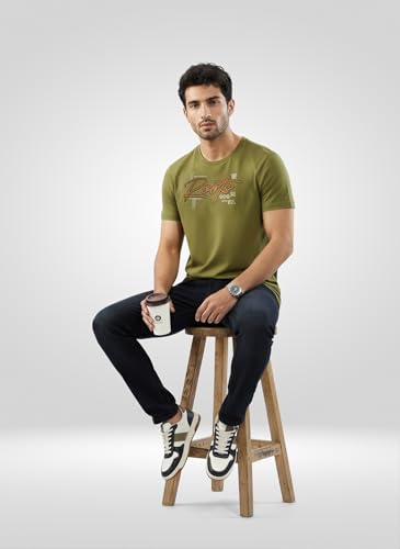 Spykar Men Green Graphic Regular Fit T-Shirt