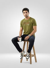 Spykar Men Green Graphic Regular Fit T-Shirt
