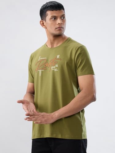 Spykar Men Green Graphic Regular Fit T-Shirt