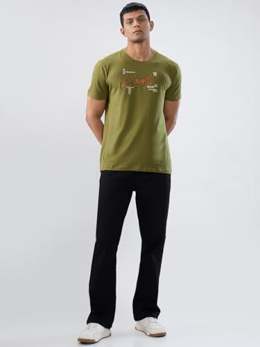 Spykar Men Green Graphic Regular Fit T-Shirt