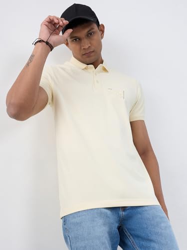 Men Spykar White Solid Regular Fit T-Shirt