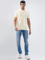 Men Spykar White Solid Regular Fit T-Shirt