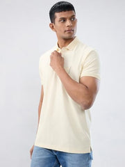 Men Spykar White Solid Regular Fit T-Shirt