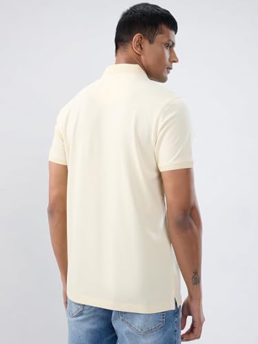 Men Spykar White Solid Regular Fit T-Shirt