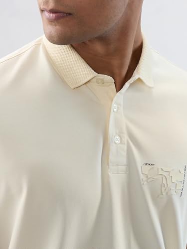Men Spykar White Solid Regular Fit T-Shirt