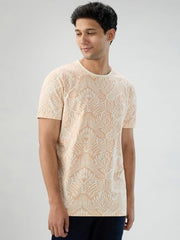 Men Spykar Pink Print Regular Fit T-Shirt