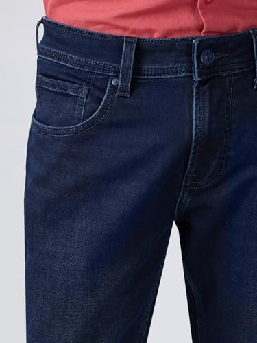 Men Spykar Blue Solid Slim Fit Mid Rise Jeans